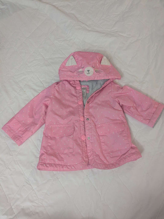 Carter's pink spring jacket with kitty hood, Kids 12 Month (9-12M)