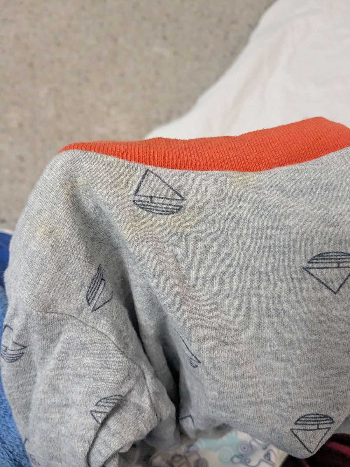 Bundle of 2 pairs of cotton pajamas, sailboat gray ones and blue car ones, Kids 6 Month (3-6M)