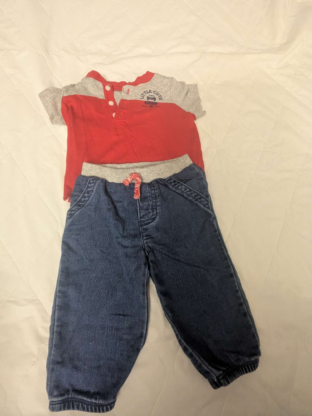 Carters 6 month, red shirt and jeans bundle, Kids 6 Month (3-6M)