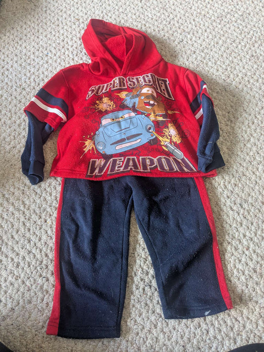 Disney cars 2 piece sweat suit set, size 3T, Kids 3T