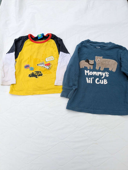 Bundle of 2 long sleeve shirts...one is blue and one is yellow, Kids 2T