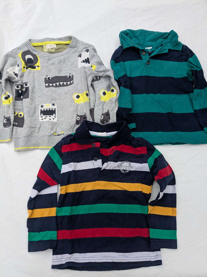 Bundle of 3 long sleeve dressier shirts including 2 collared and 1 sweater, Kids 2T