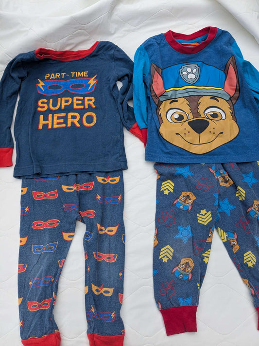 Bundle of 2 pairs of pajamas....both long sleeve and long pants, size 2T, Kids 2T