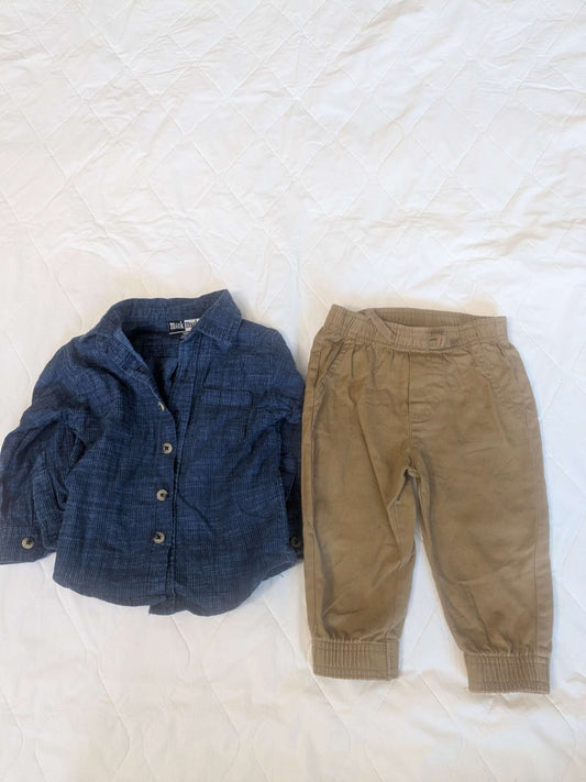 Mick Mack 2 piece dress clothes set...shirt and pants, Kids 12 Month (9-12M)