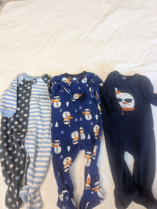 3 pairs of fleece sleepers, 6-9 months, Kids 9 Month (6-9M)