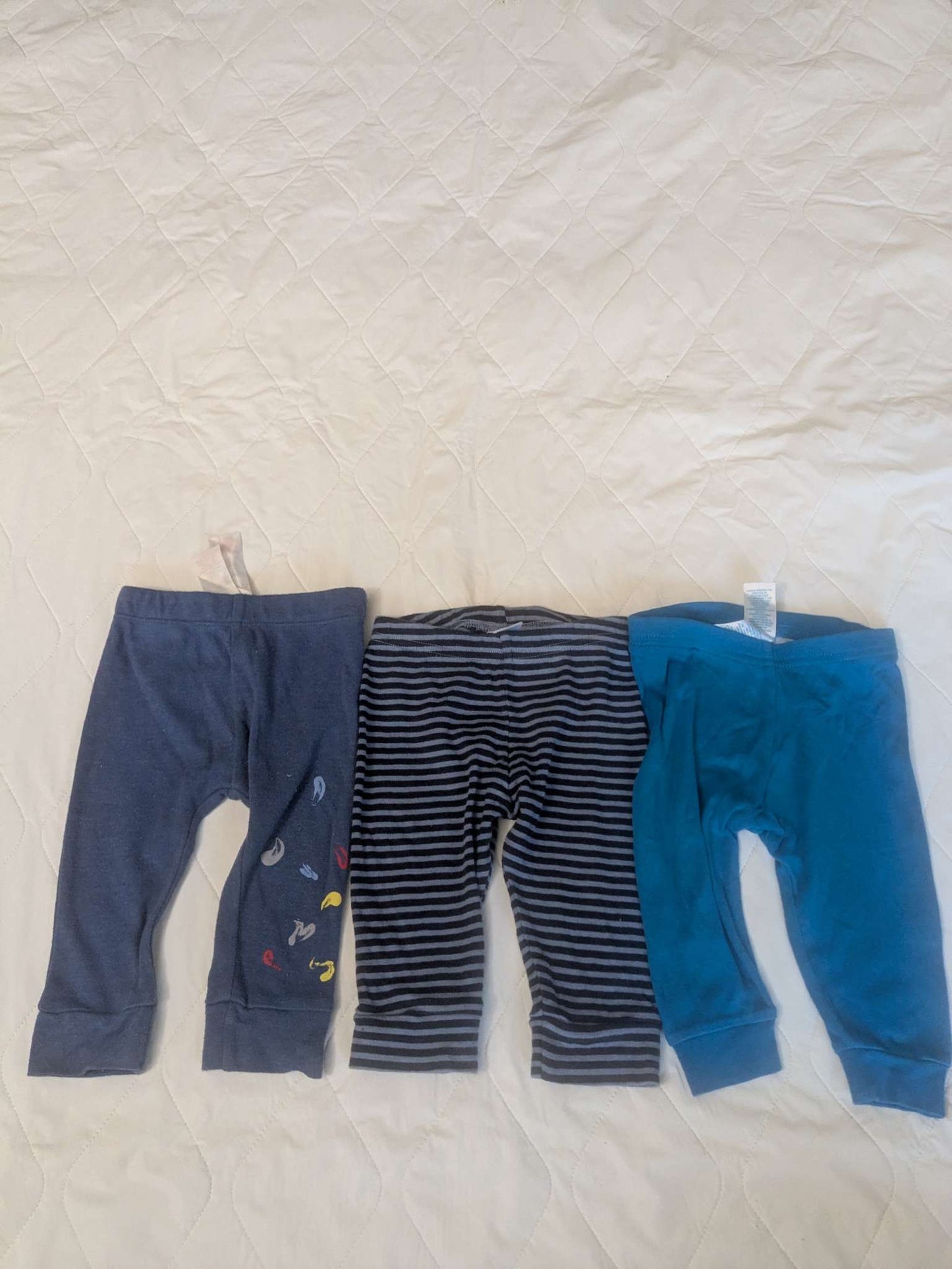 3 pairs of cotton pants with cute animal bums on two pairs, 9 months, Kids 9 Month (6-9M)