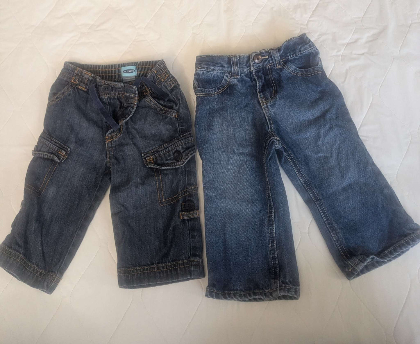 2 pairs of jeans (dark and light), 6-12 month, Kids 9 Month (6-9M)