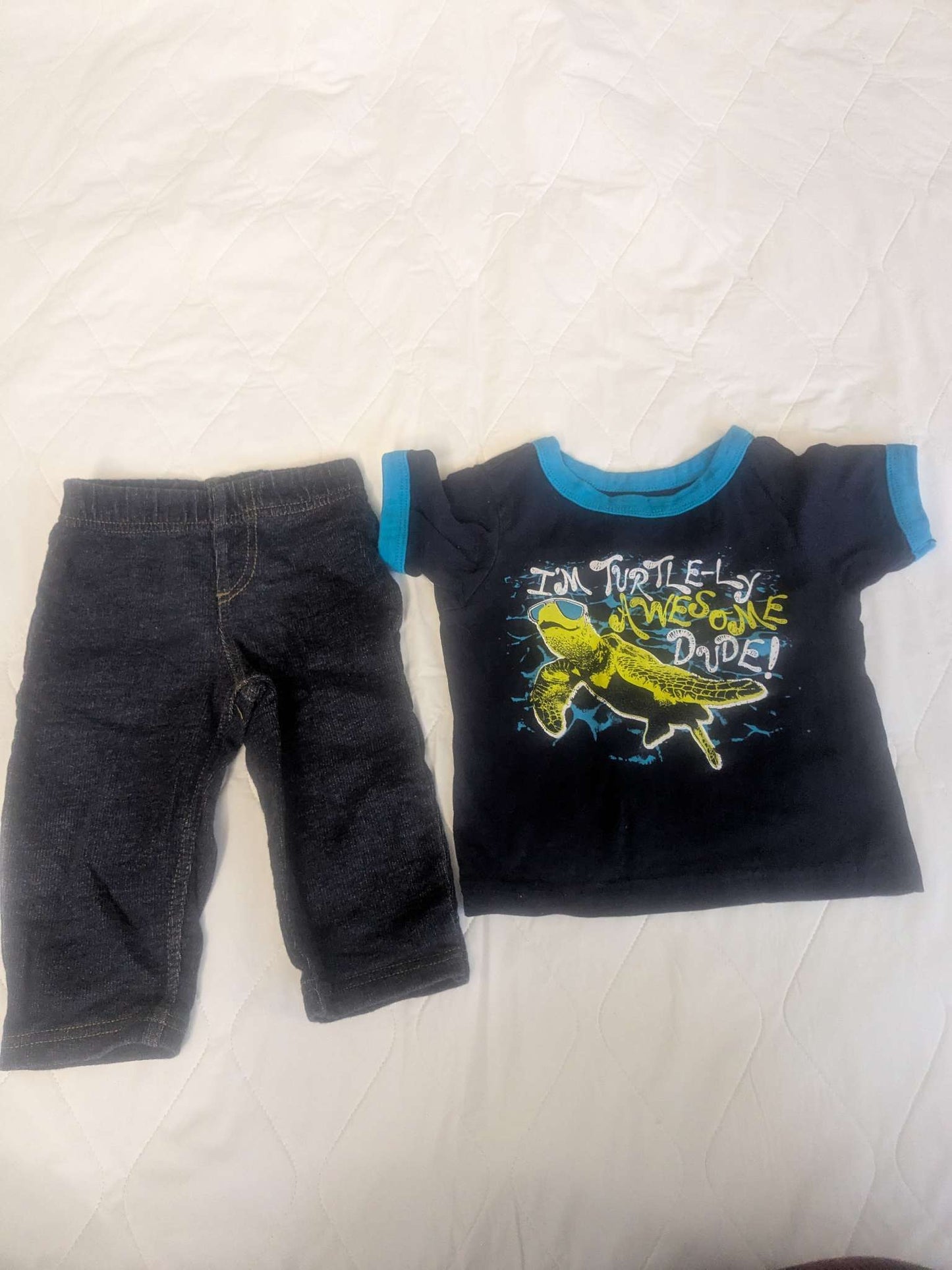 Pants and t-shirt with a turtle on it combo, Kids 9 Month (6-9M)