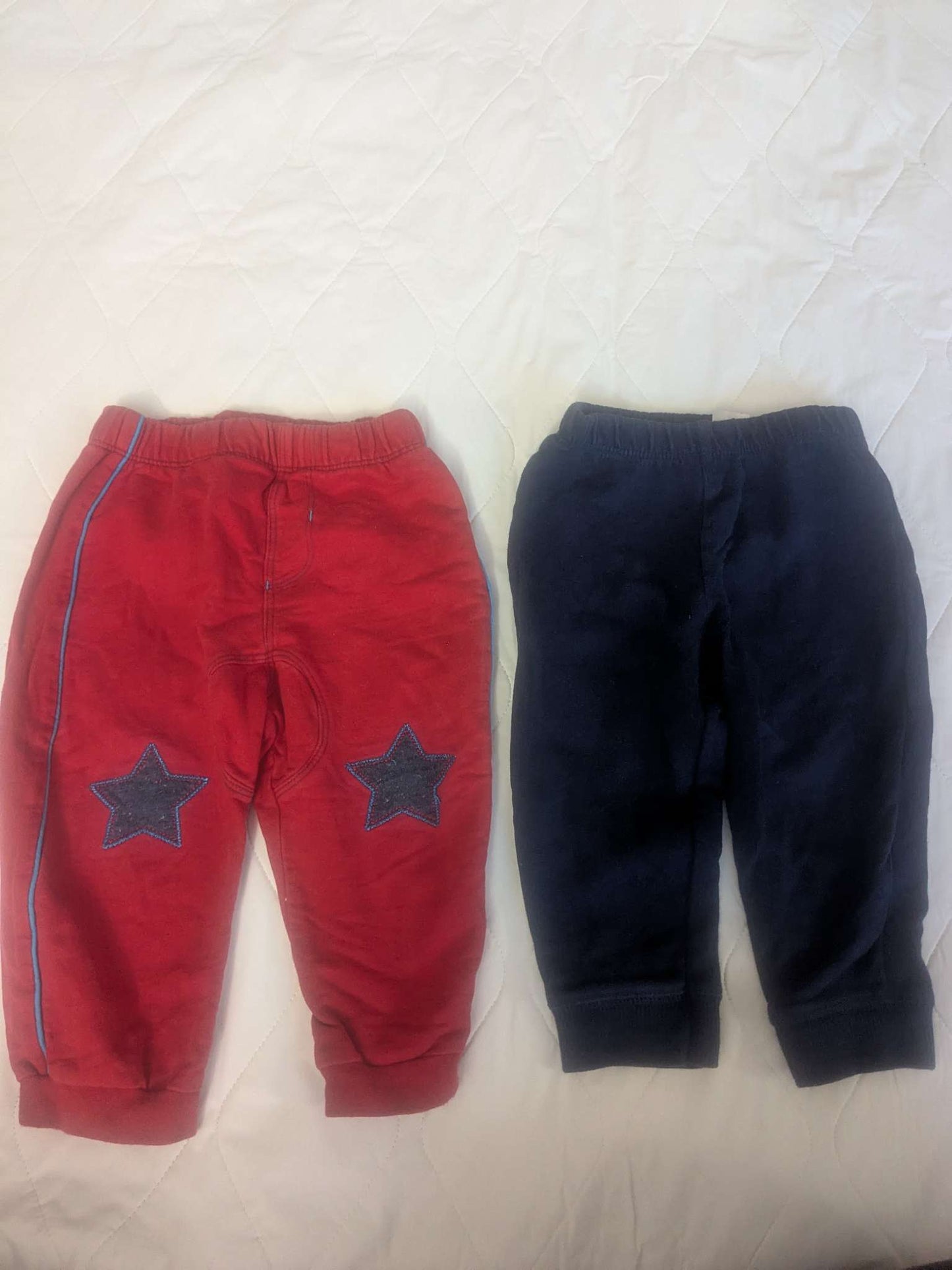 2 pairs of sweats, red and navy blue, Kids 12 Month (9-12M)