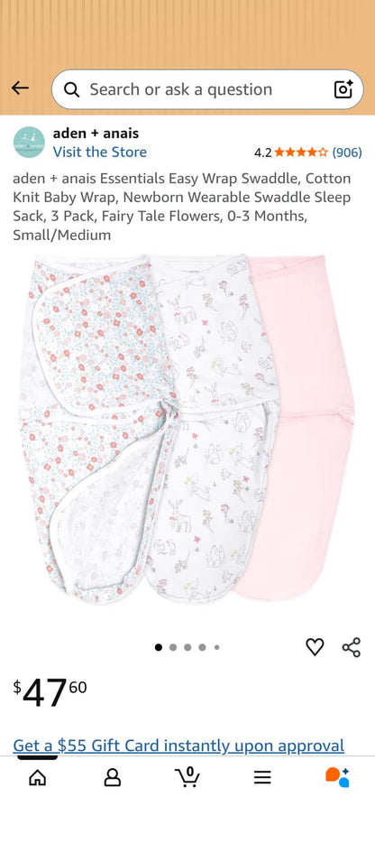 Aden + Anais Easy Wrap Swaddles 0-3 months, 0-3 Months (Newborn)