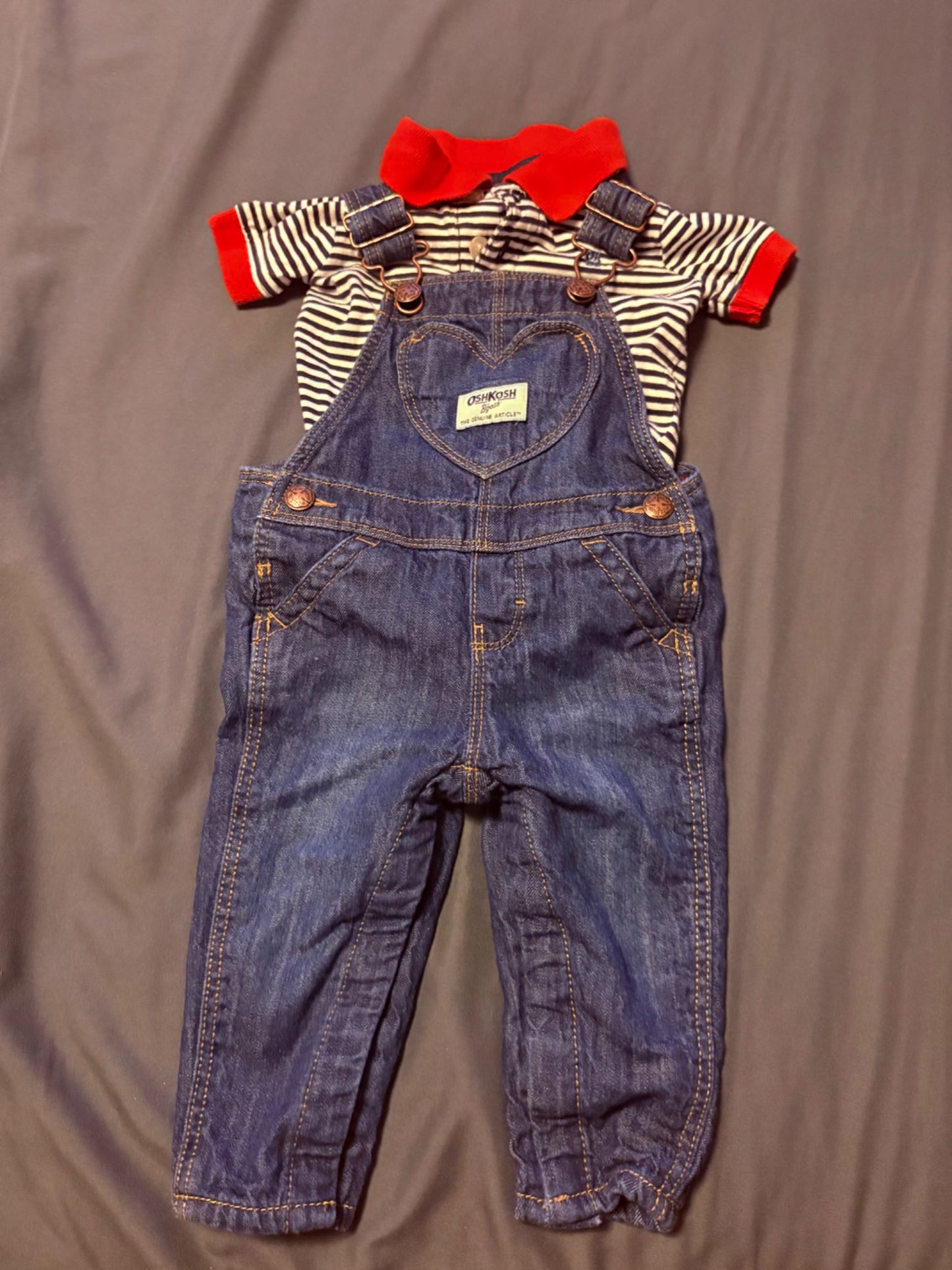 Matching outfit overalls (6 months, Brand: OshKosh), Kids 6 Month (3-6M)