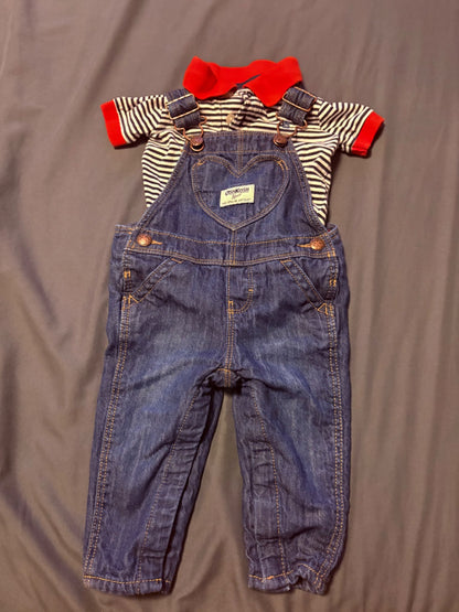 Matching outfit overalls (6 months, Brand: OshKosh), Kids 6 Month (3-6M)