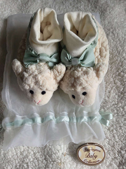 Bearington Baby Collection plush lamb slippers with bag, Shoes 2 (Baby: 0-12 mth)