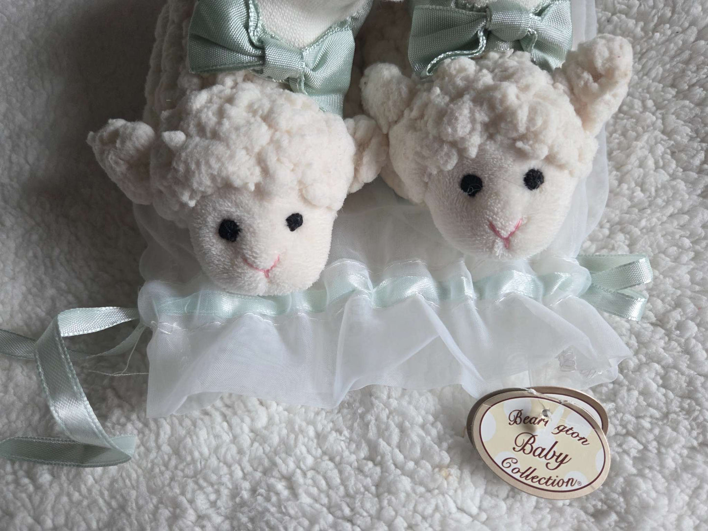 Bearington Baby Collection plush lamb slippers with bag, Shoes 2 (Baby: 0-12 mth)