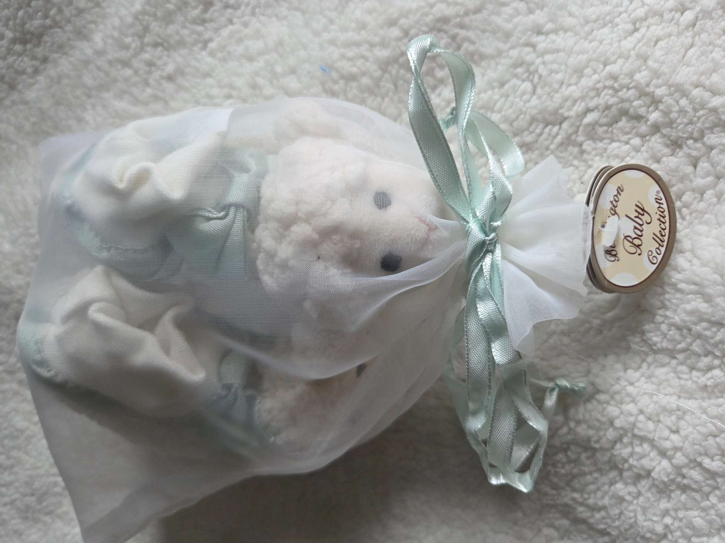 Bearington Baby Collection plush lamb slippers with bag, Shoes 2 (Baby: 0-12 mth)