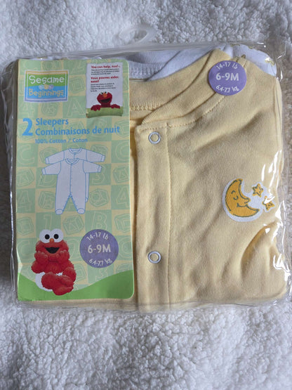Sesame Street 2 pack sleepers- size 6-9 months, Kids 9 Month (6-9M)