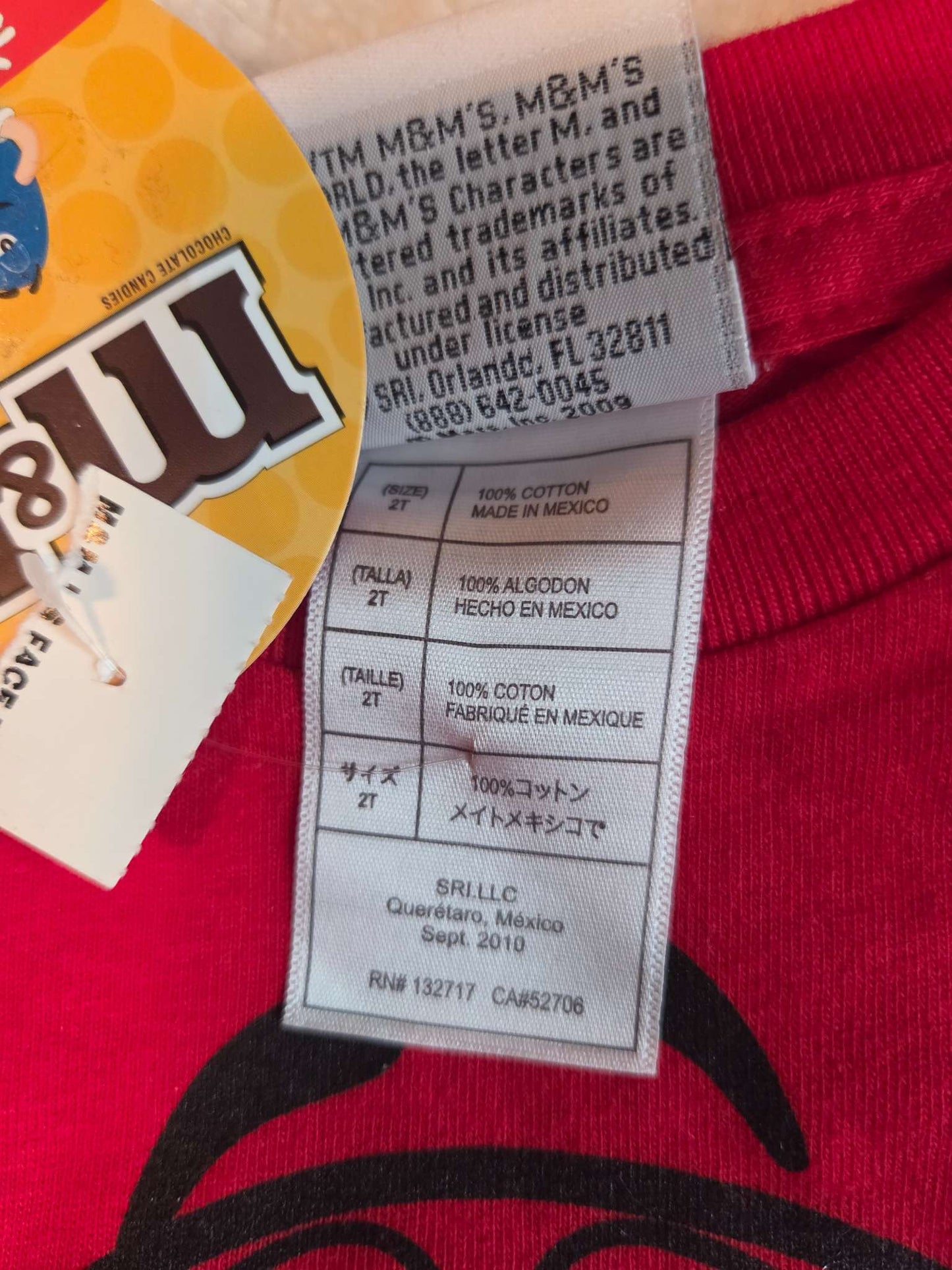 M&M t-shirt- size 2, Kids 2T