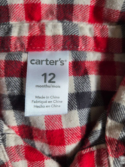 Carter's flannel fooler shirt- size 12 months, Kids 12 Month (9-12M)