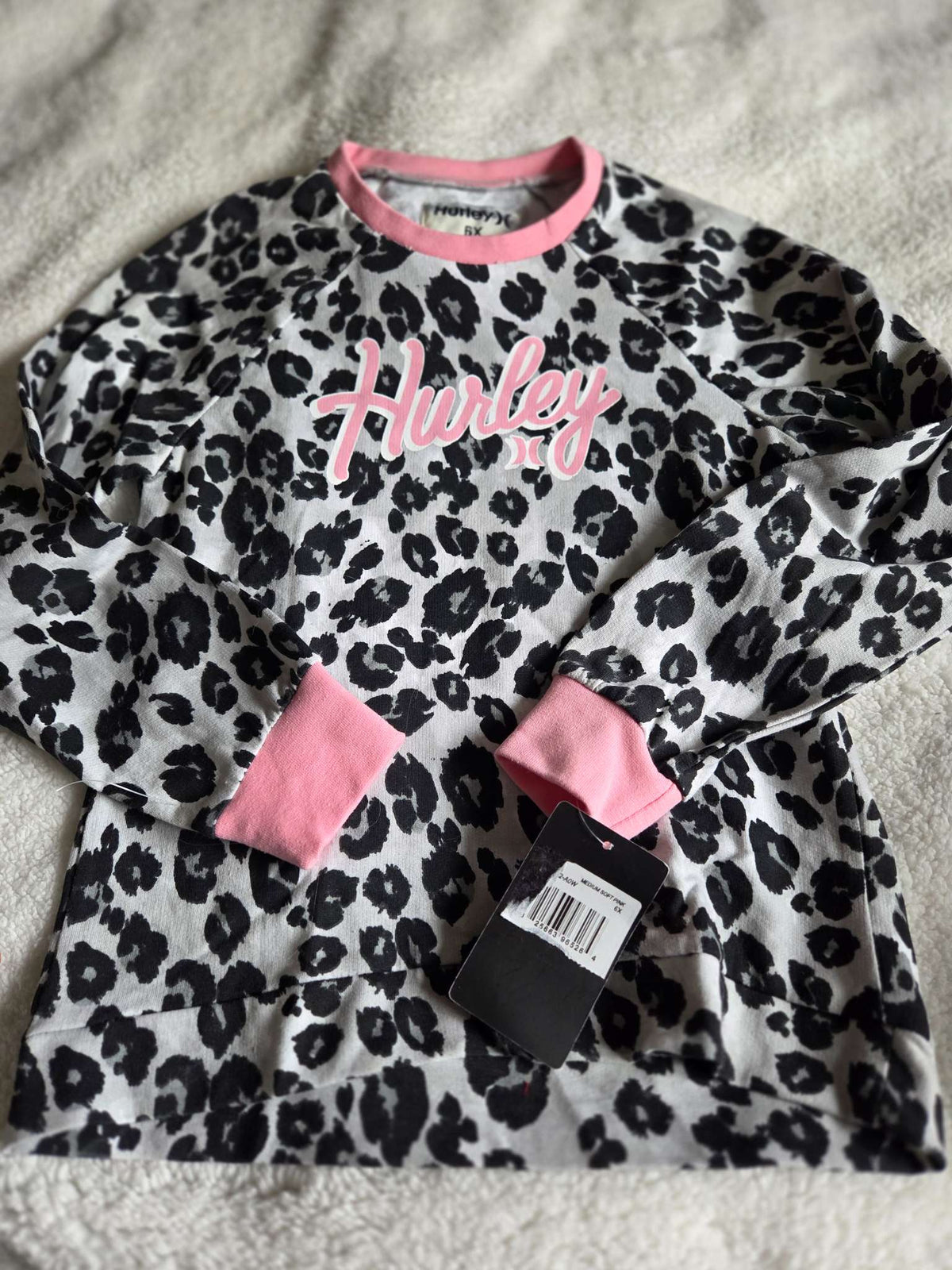 Hurley leopard print sweatshirt- size 6, Kids 6/6X