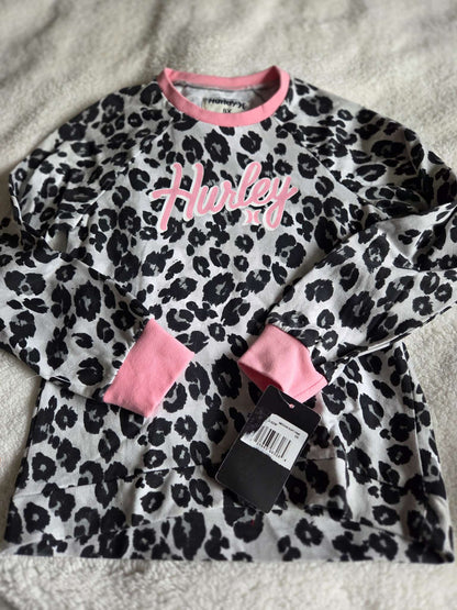 Hurley leopard print sweatshirt- size 6, Kids 6/6X