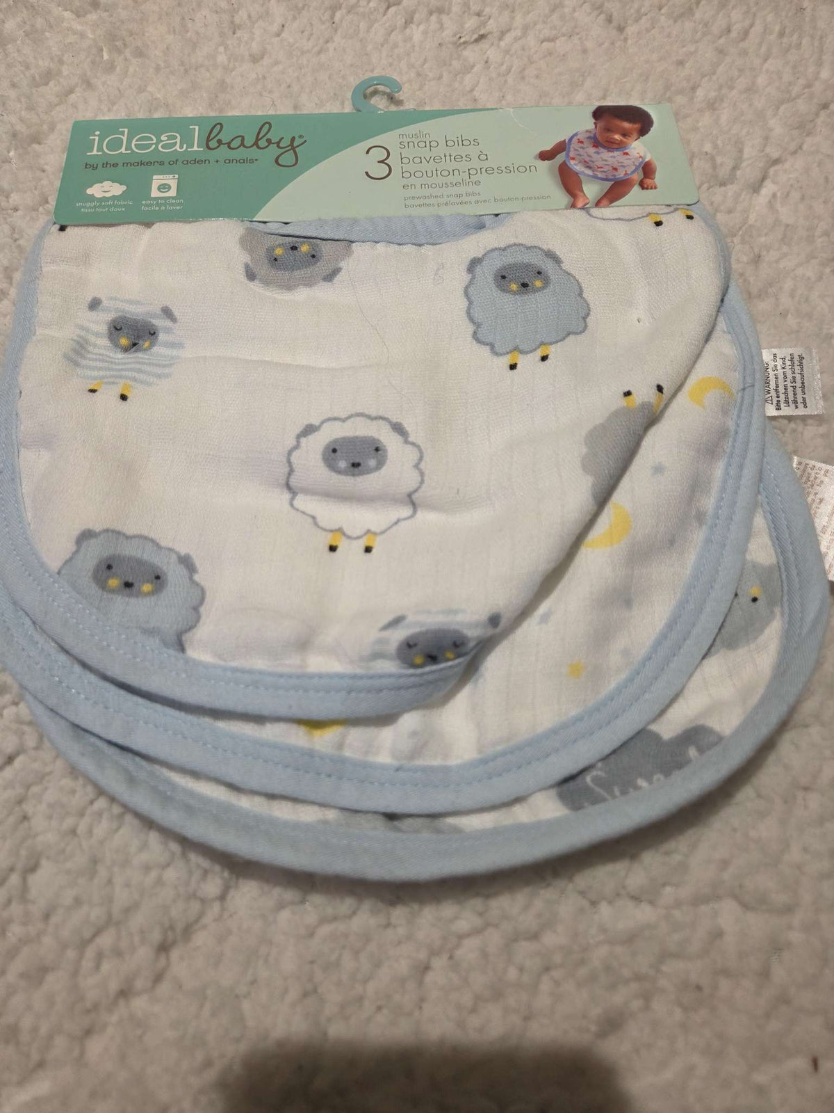 Ideal baby muslin 3 piece bib set