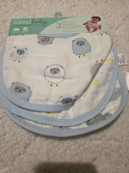 Ideal baby muslin 3 piece bib set