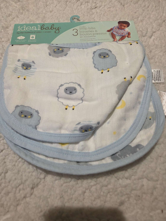 Ideal baby muslin 3 piece bib set