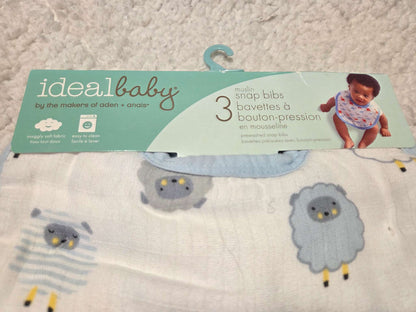 Ideal baby muslin 3 piece bib set