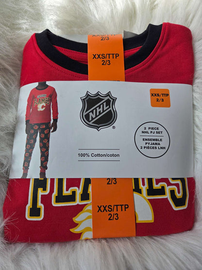 Calgary Flames 2 piece pajamas- size 2/3, Kids 2T