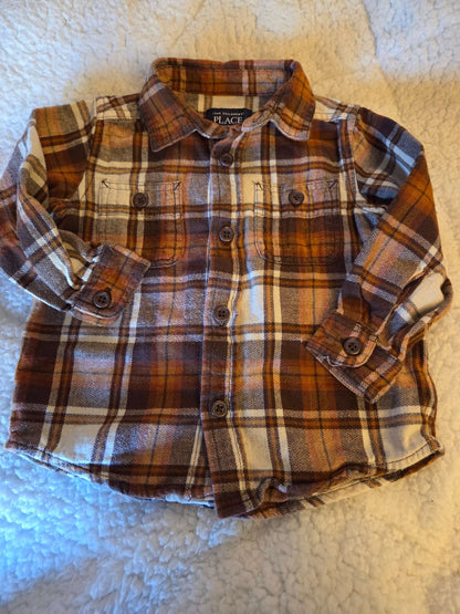 Plaid flannel long sleeve shirt- size 2, Kids 2T