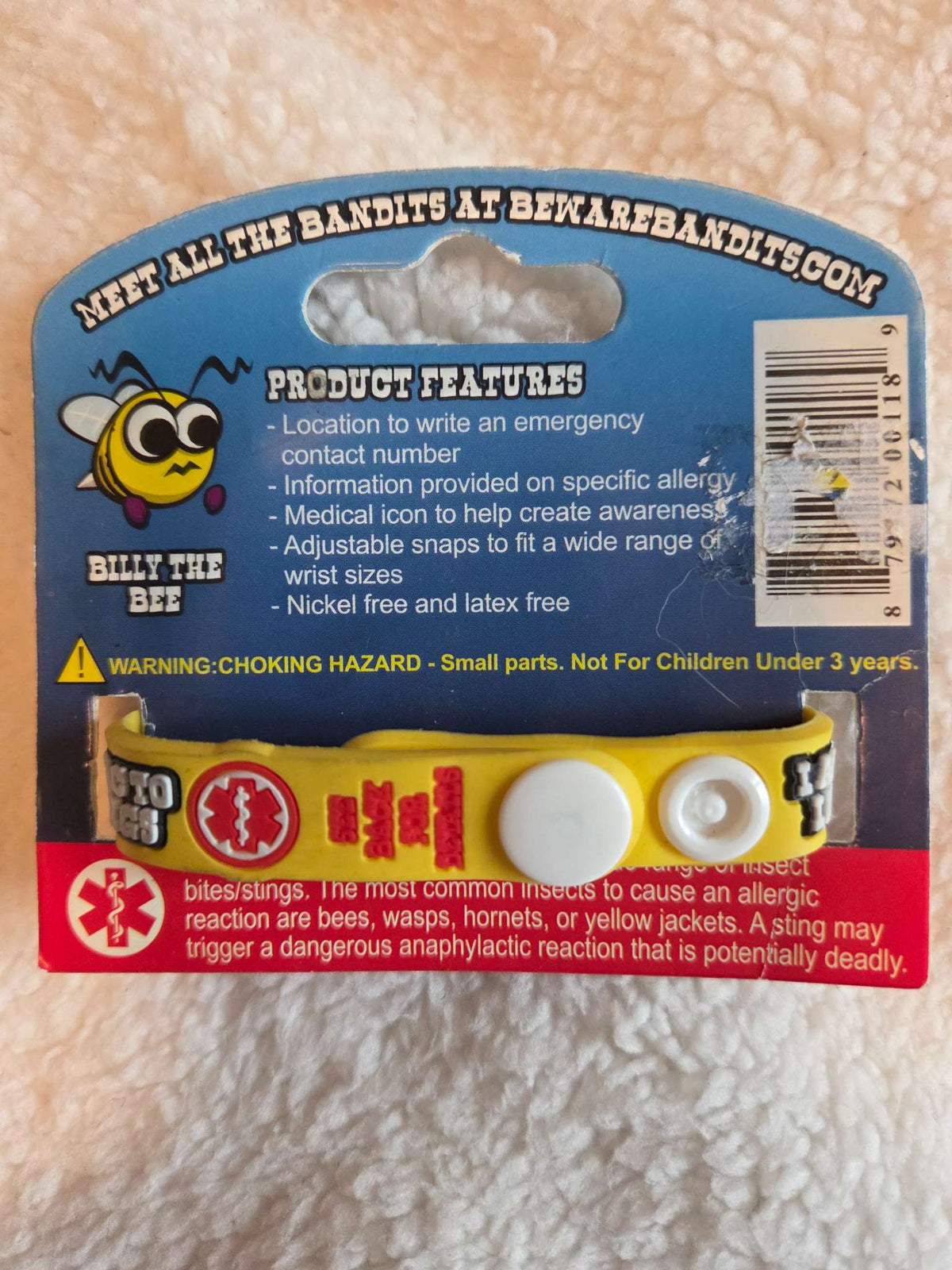 Allergy alert bracelet