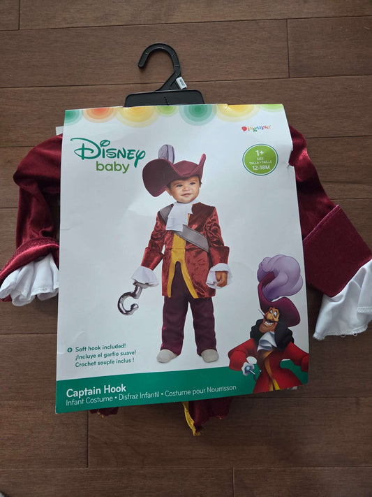 Disney- Infant Captain Hook Halloween costume, Kids 18 Month (12-18M)