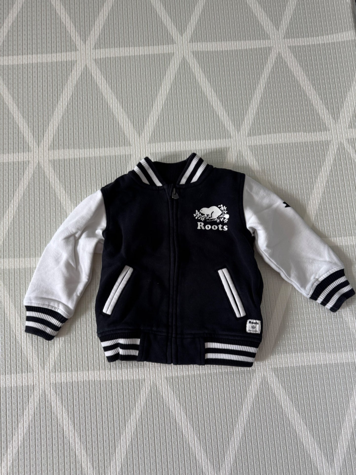 Roots Varsity Jacket – Black & White – 2T, Kids 2T