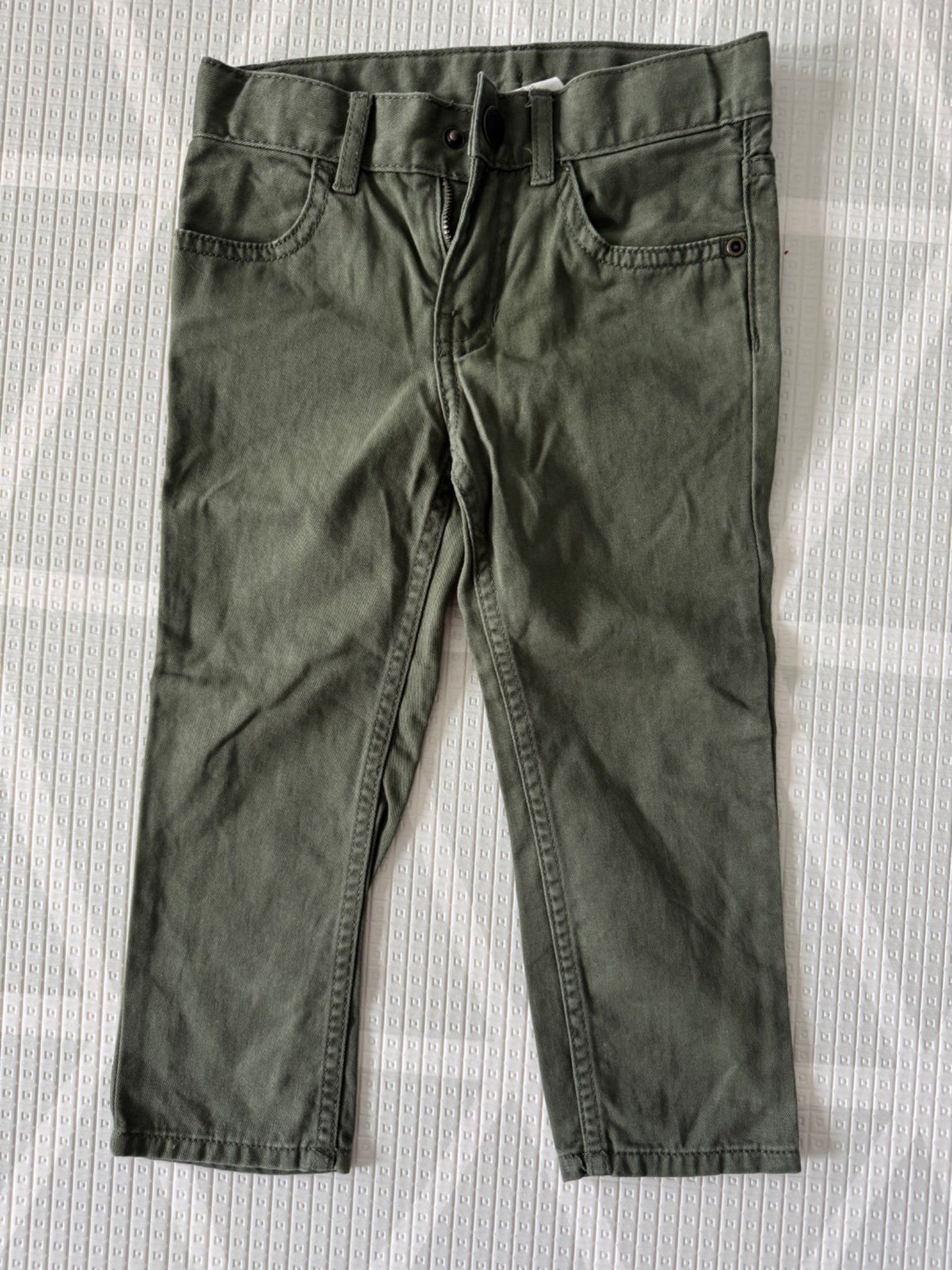 H&M Olive Green Twill Pants – 2–3Y (98 cm), Kids 3T