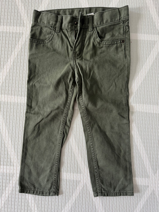 H&M Olive Green Twill Pants – 2–3Y (98 cm), Kids 3T