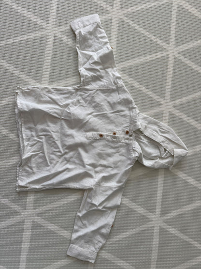 Zara White Linen Button-Up Shirt – 18–24M (92 cm), Kids 24 Month (18-24M)