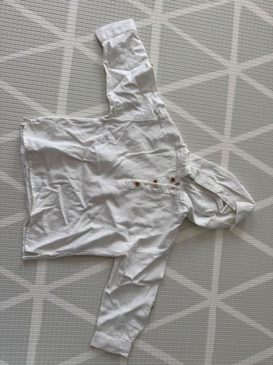 Zara White Linen Button-Up Shirt – 18–24M (92 cm), Kids 24 Month (18-24M)