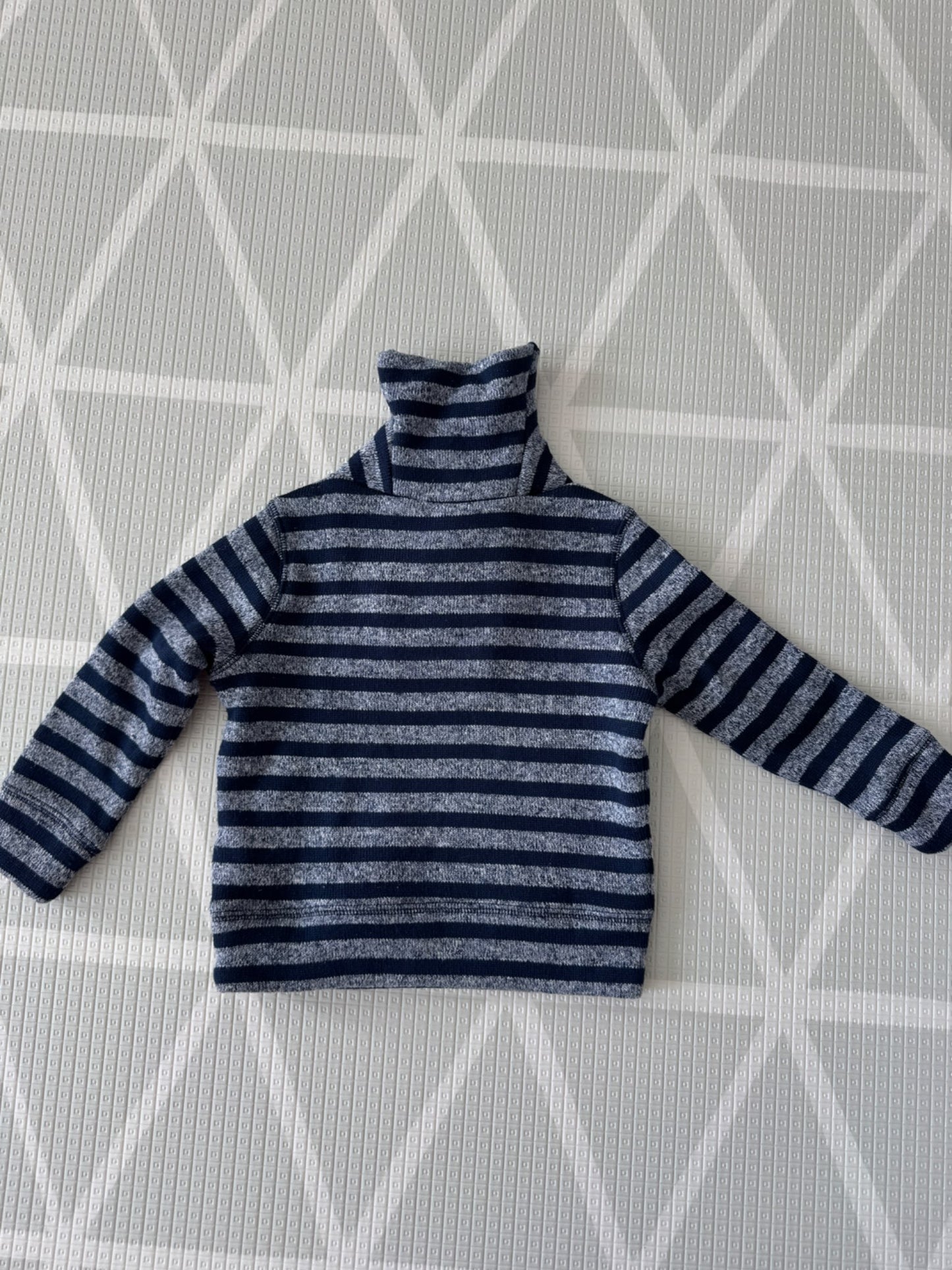 Gap Navy & Grey Striped Turtleneck Sweater 2Y, Kids 2T