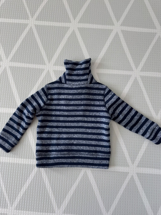 Gap Navy & Grey Striped Turtleneck Sweater 2Y, Kids 2T