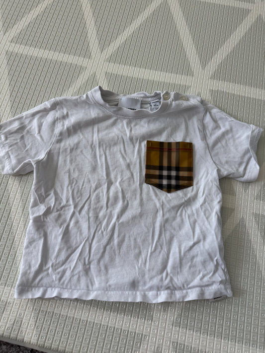 Burberry White T-Shirt with Vintage Check Pocket – 2Y (92 cm), Kids 2T
