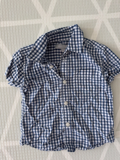 Nordstrom Blue & White Gingham Button-Up Shirt – Size 2, Kids 2T