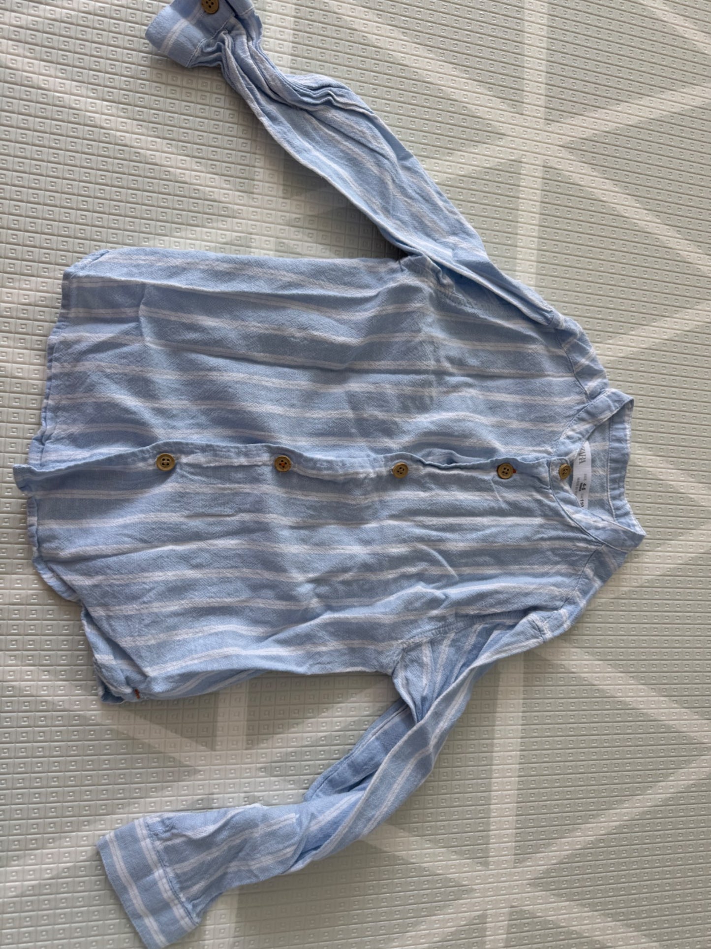 Zara Light Blue Striped Button-Up Shirt – 4–5 Years (110 cm), Kids 4/4T