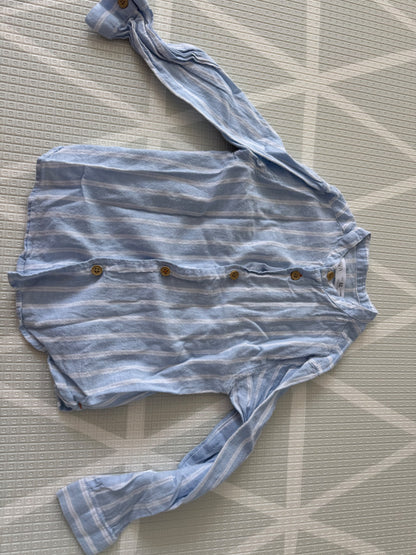 Zara Light Blue Striped Button-Up Shirt – 4–5 Years (110 cm), Kids 4/4T