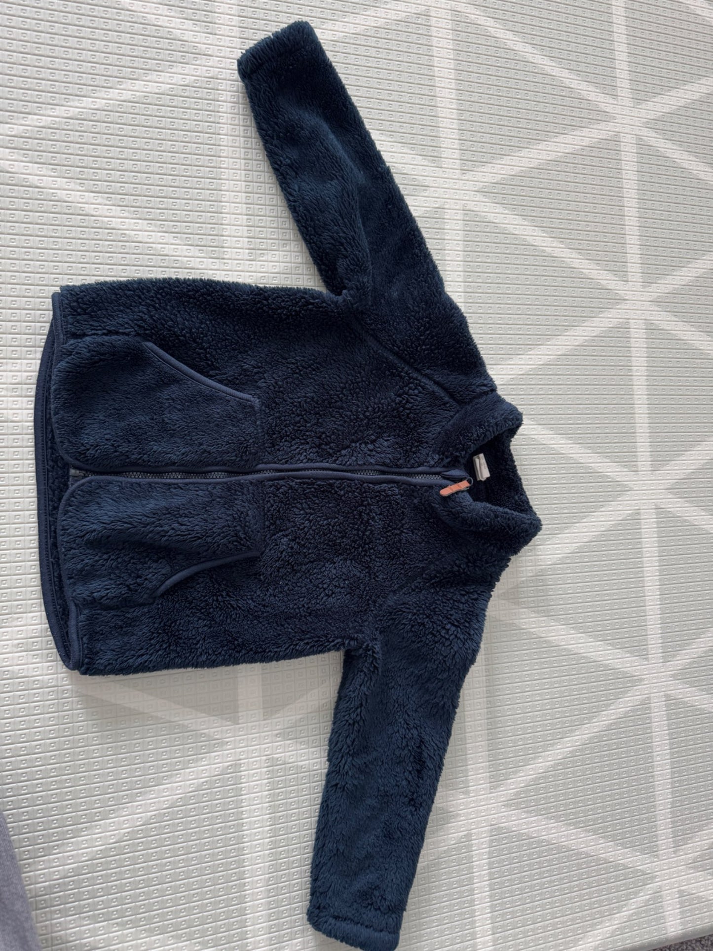 H&M Navy Teddy Fleece Zip Jacket 1.5-2Y (92 cm), Kids 2T