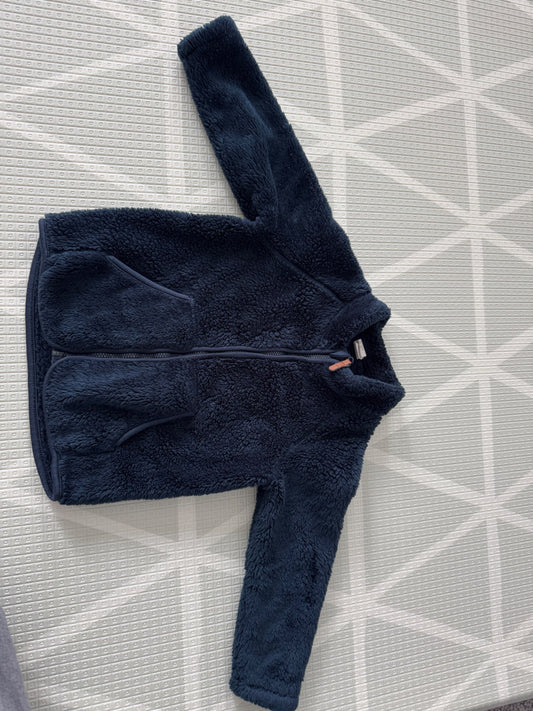 H&M Navy Teddy Fleece Zip Jacket 1.5-2Y (92 cm), Kids 2T