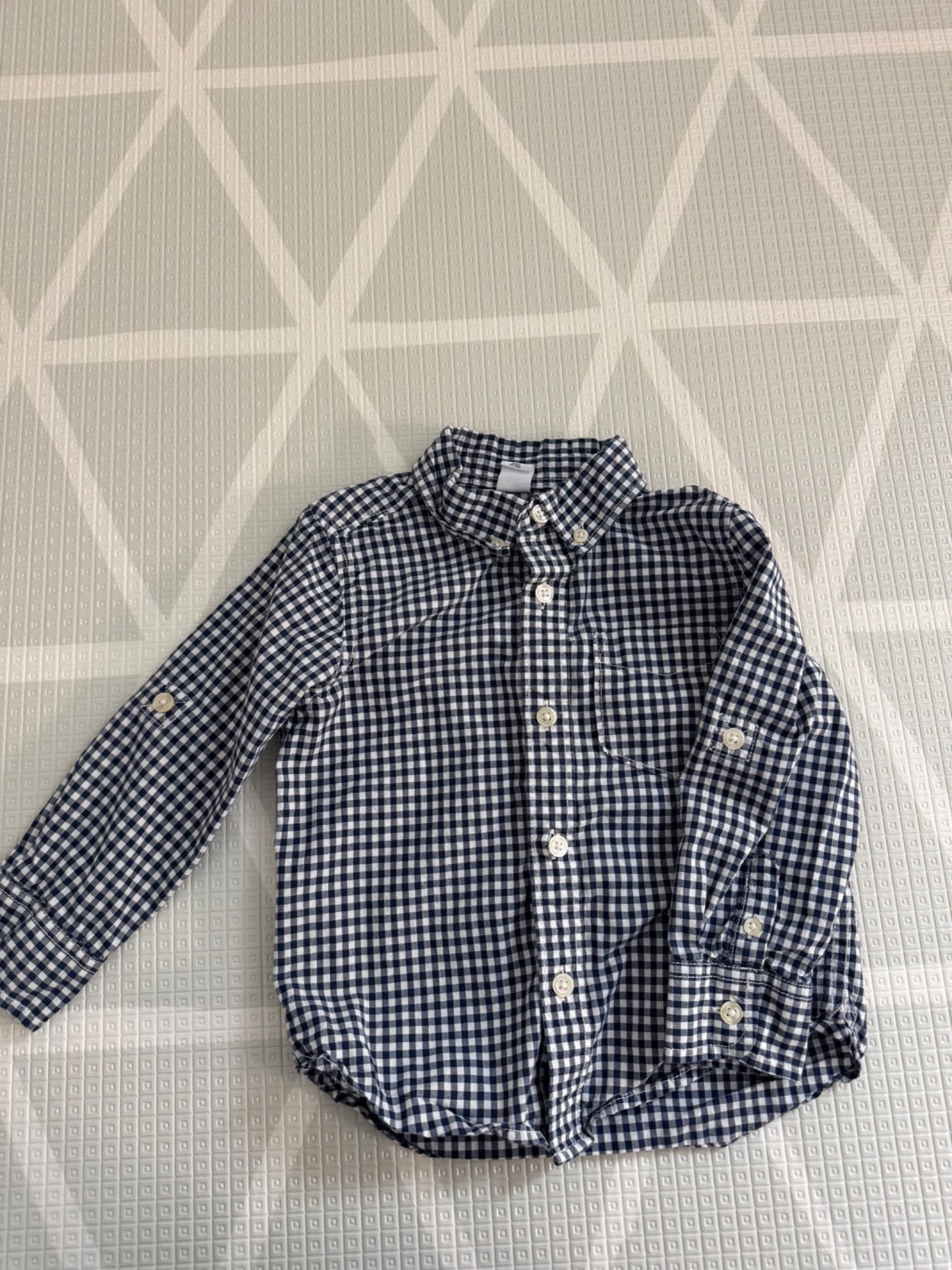 Baby Gap Navy & White Gingham Button-Up Shirt | 2T, Kids 2T