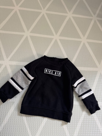Nike Air Toddler Crewneck Sweatshirt 18M Black Grey Fleece, Kids 18 Month (12-18M)