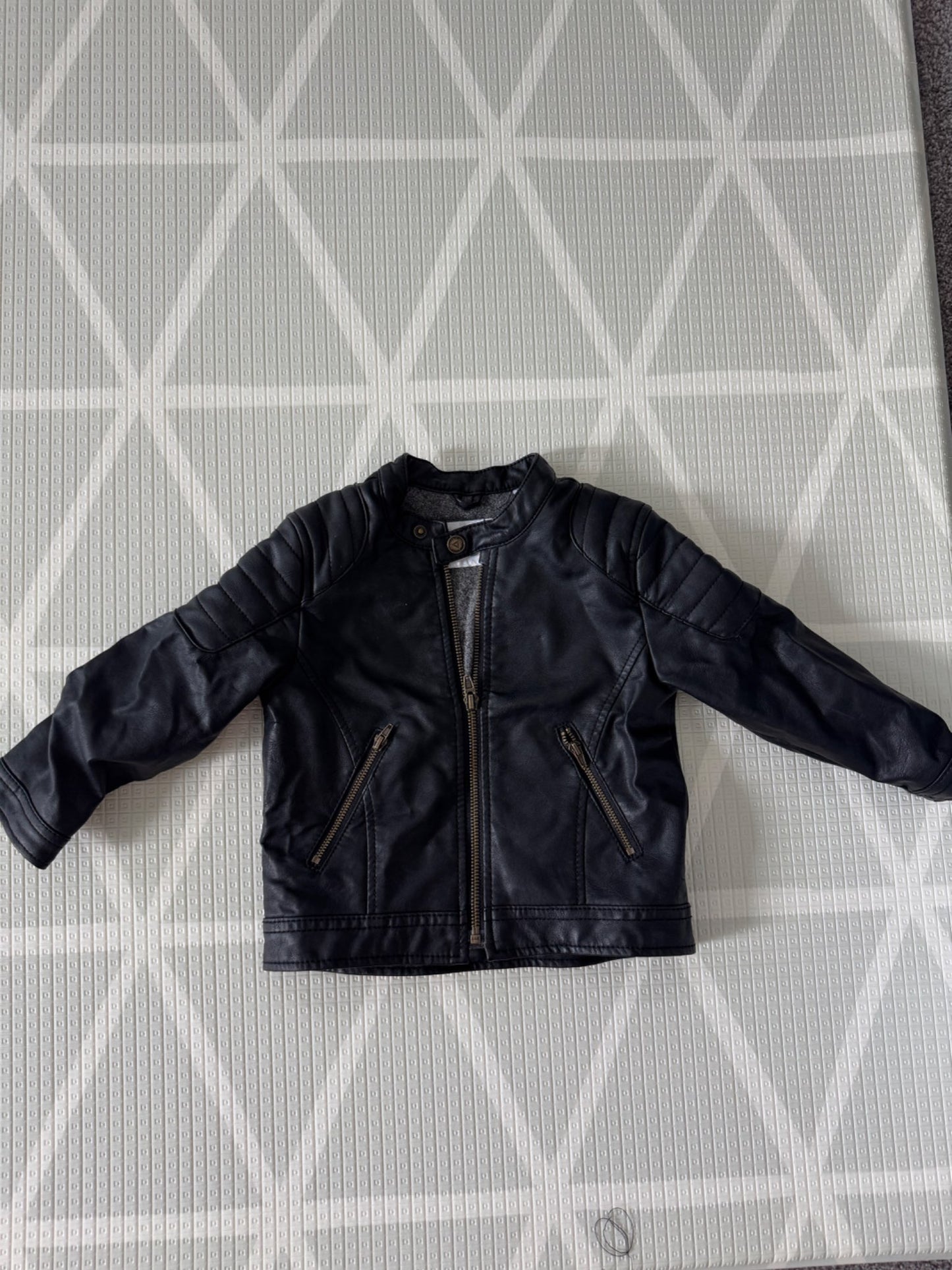 Black Faux Leather Moto Jacket 18-24 months , Kids 24 Month (18-24M)