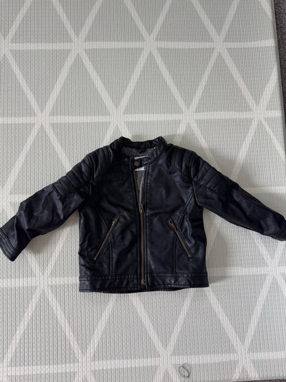 Black Faux Leather Moto Jacket 18-24 months , Kids 24 Month (18-24M)