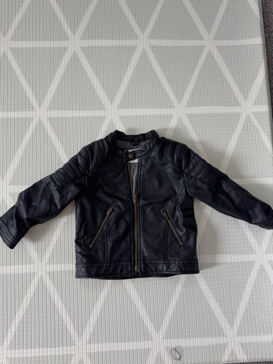 Black Faux Leather Moto Jacket 18-24 months , Kids 24 Month (18-24M)